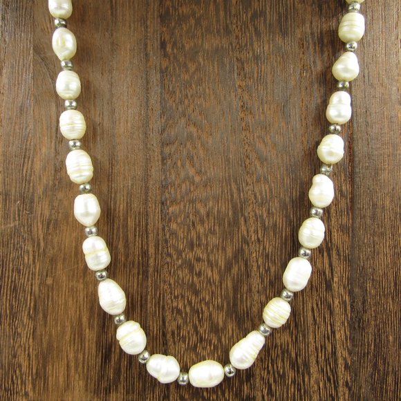 Jewelry - 16" Rustic Genuine Pearl Necklace Vintage Costume